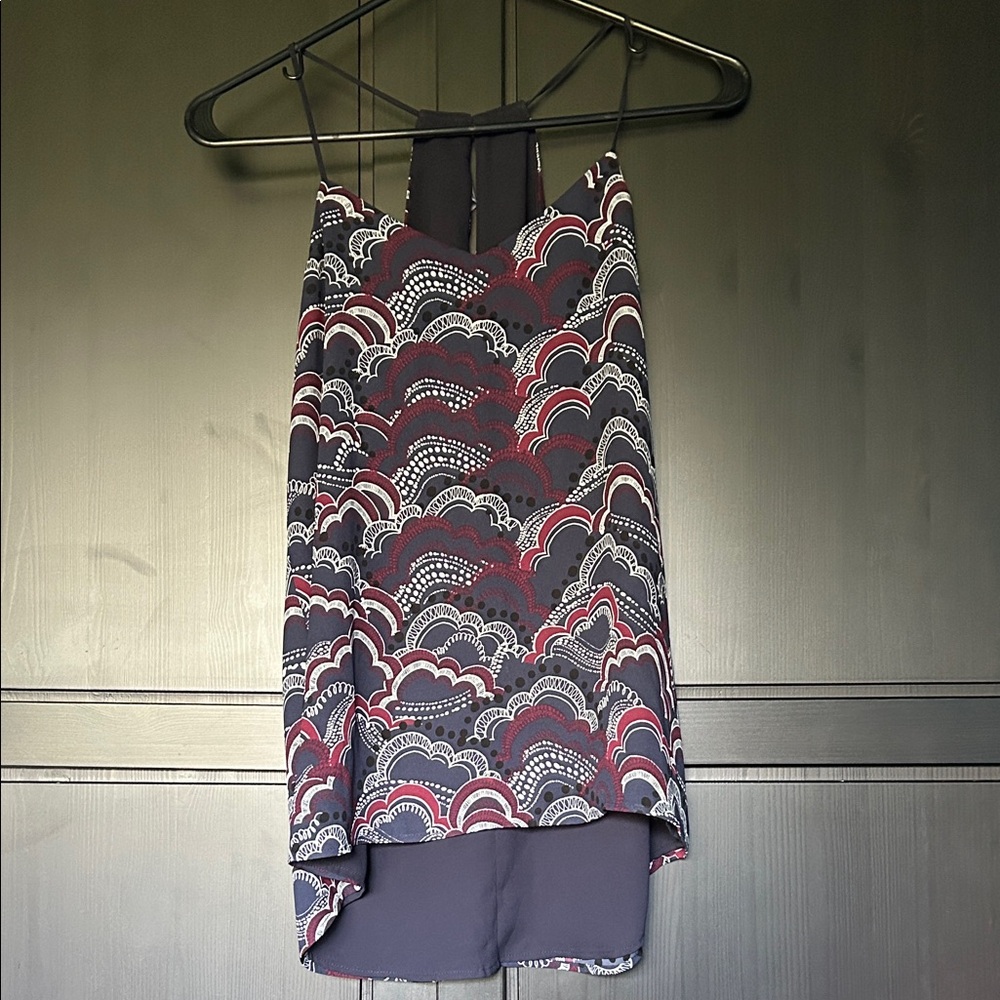 Express Burgundy and White Patterned Camisole